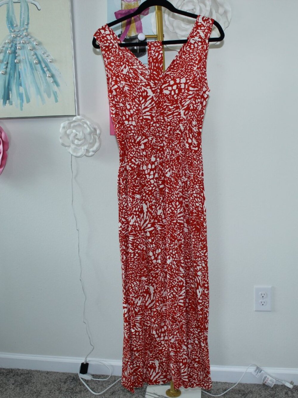 The Detail Maxi Dress - Orange and White